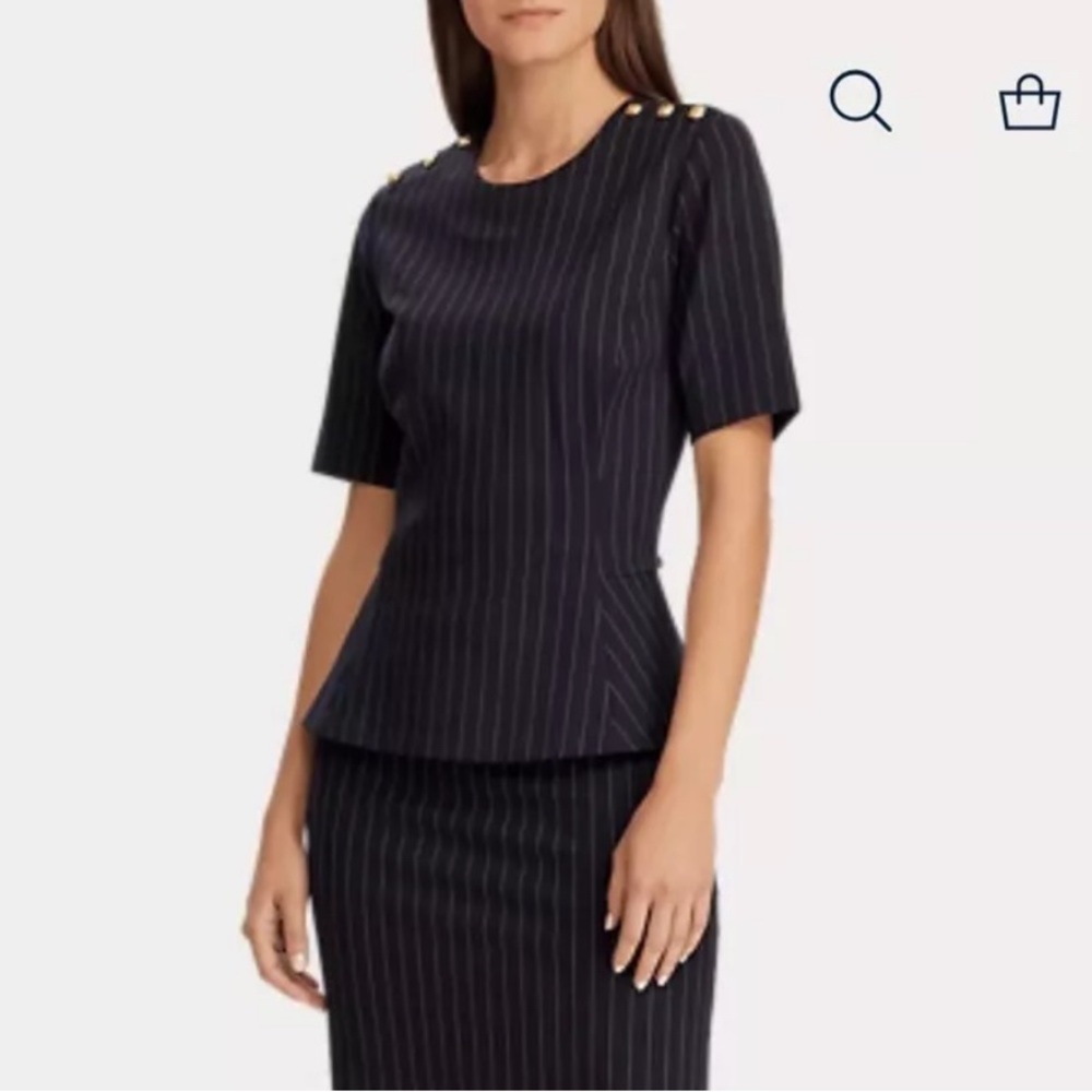 Lauren Ralph Lauren Striped Peplum Top Size XL EXCELLENT!